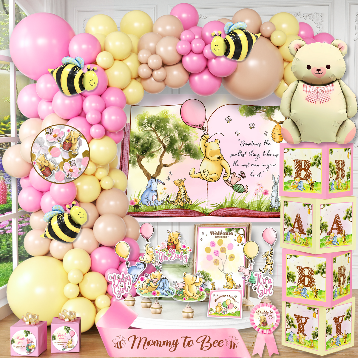 Pink Winnie Baby Shower Decorations Kit