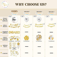 248 Pc Engagement Party Decorations , Gold and White Bridal Decorations.