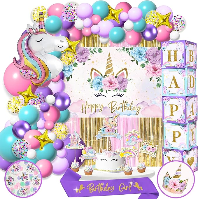 Unicorn Birthday Decorations for Girls Kit. – Rain Meadow