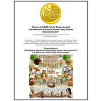 RainMeadow Woodland Animal Baby Shower Decorations - Forest Animal Theme Kit for Boy or Girl with Backdrop, Balloons, Banners, Tablecloth