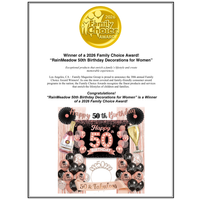 50th Birthday Decorations for Women 40 pc - Party Supplies - Black and Rose Gold Theme