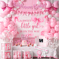 Pink Bow Baby Shower Decorations, Coquette Set for Girls