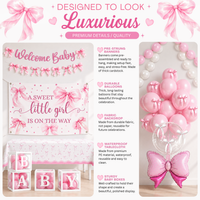 Pink Bow Baby Shower Decorations, Coquette Set for Girls