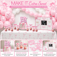 Pink Bow Baby Shower Decorations, Coquette Set for Girls