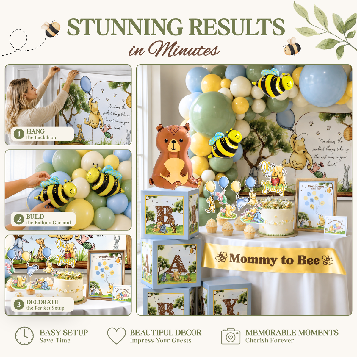 Winnie the Pooh Baby Shower Decorations Kit