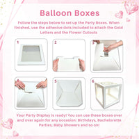 Rose Gold Bridal Shower Decorations 2 in 1 Set - Balloon Garland Arch and Boxes.