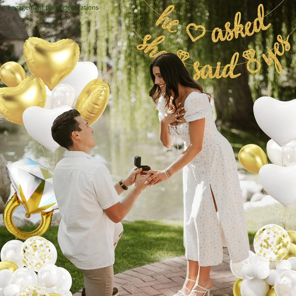 248 Pc Engagement Party Decorations , Gold and White Bridal Decorations.