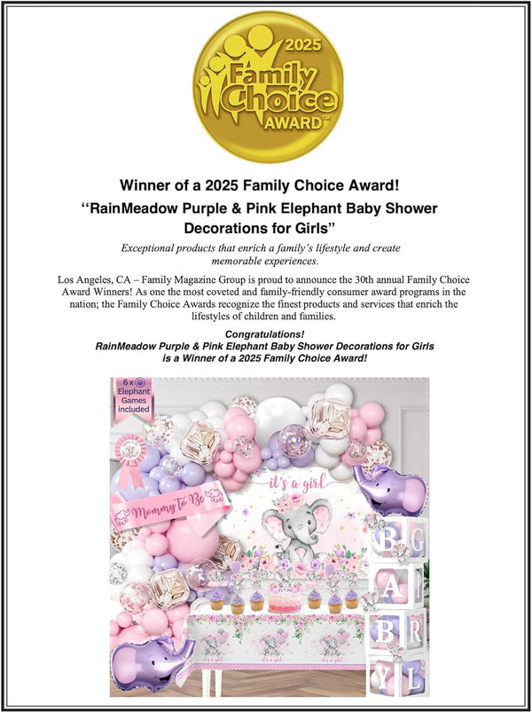 169 pc Premium Pink Elephant Baby Shower Decorations Girl