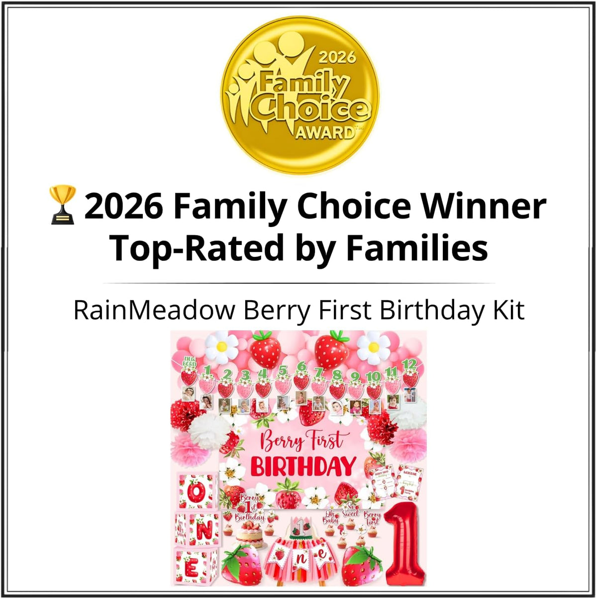 Berry First Birthday Decorations Set