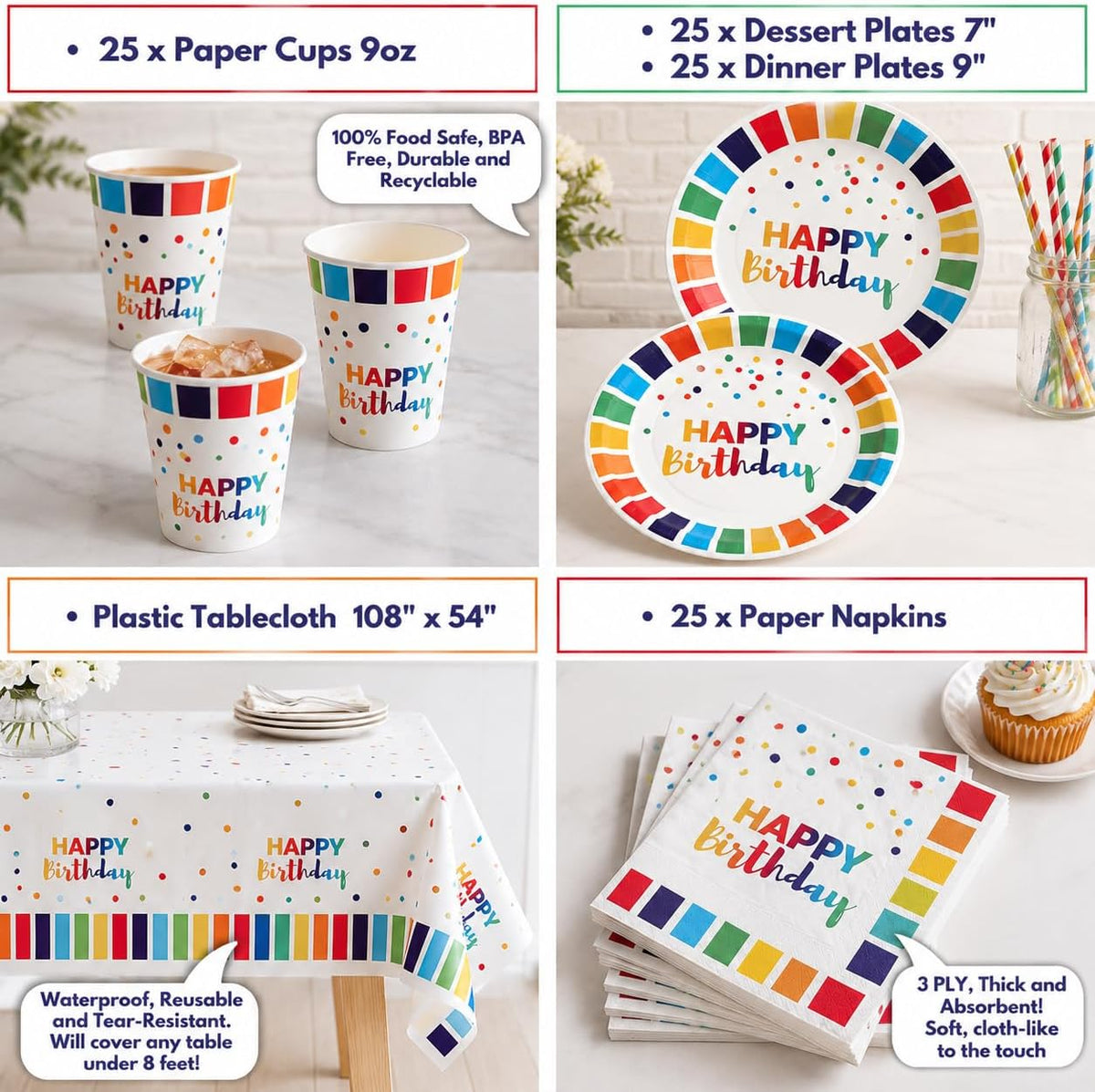 486 PC Colorful Birthday Party Decorations