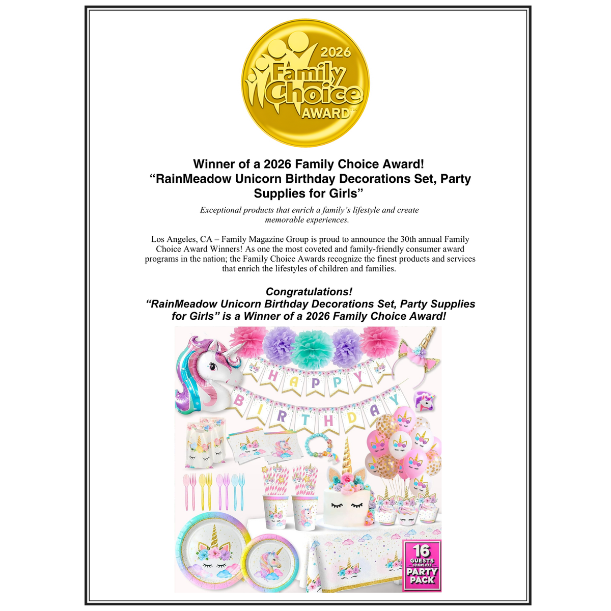 Unicorn Birthday Decorations Set for Girls