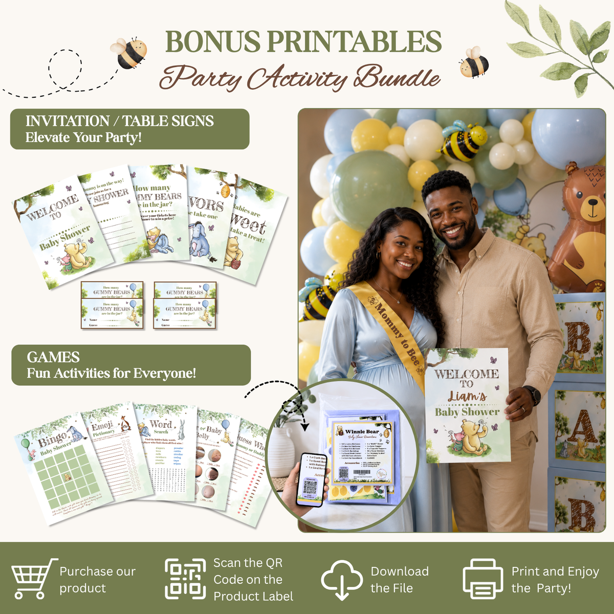 Winnie the Pooh Baby Shower Decorations Kit