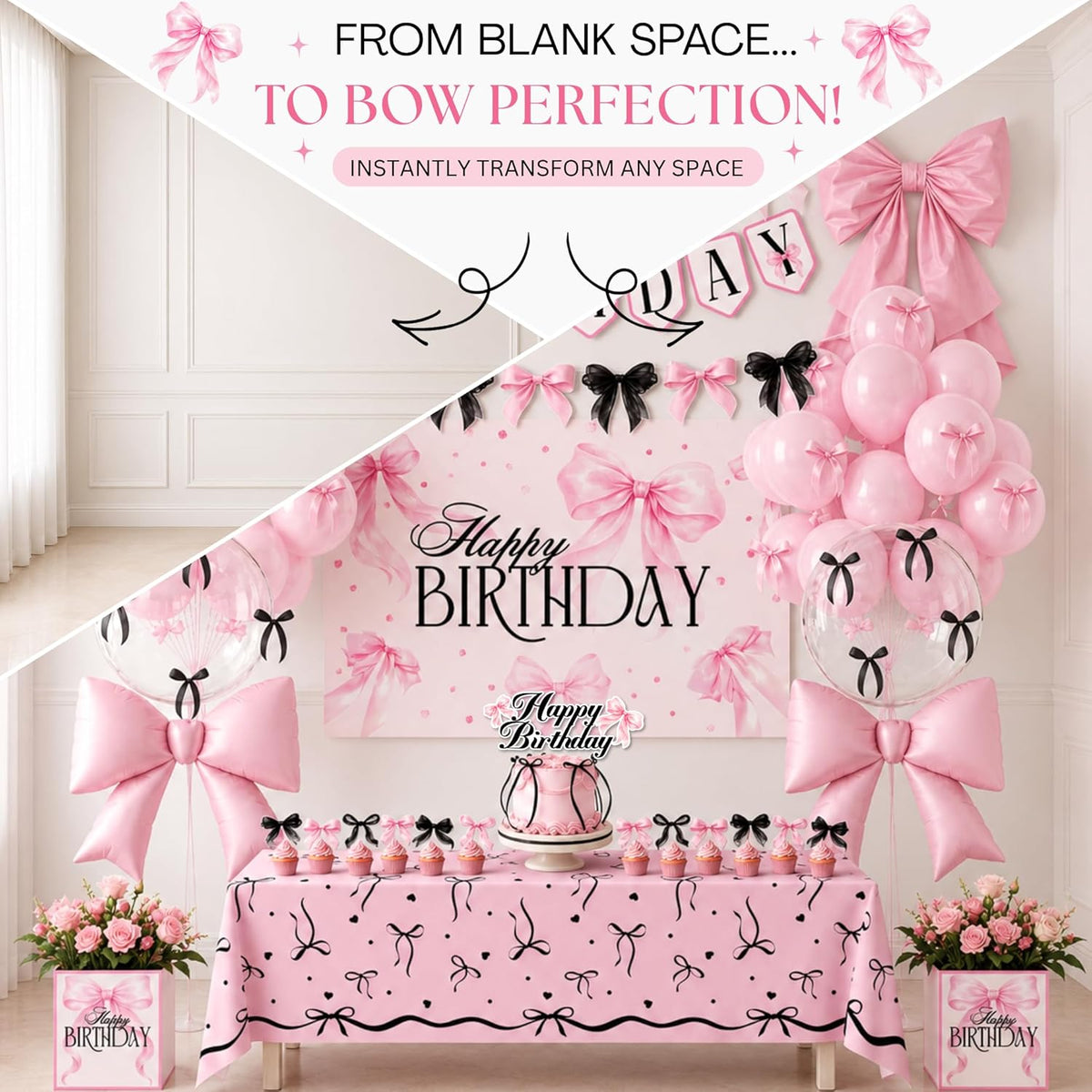 Pink Bow Birthday Decorations