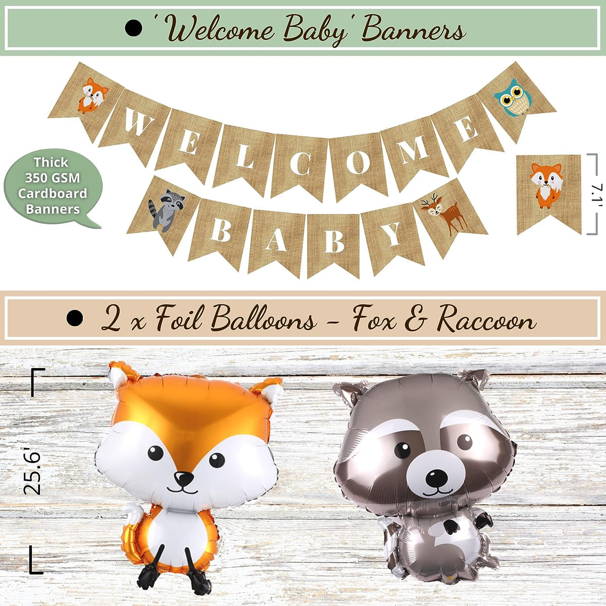 Jumbo Woodland Baby Shower Decorations for Boy or Girl.