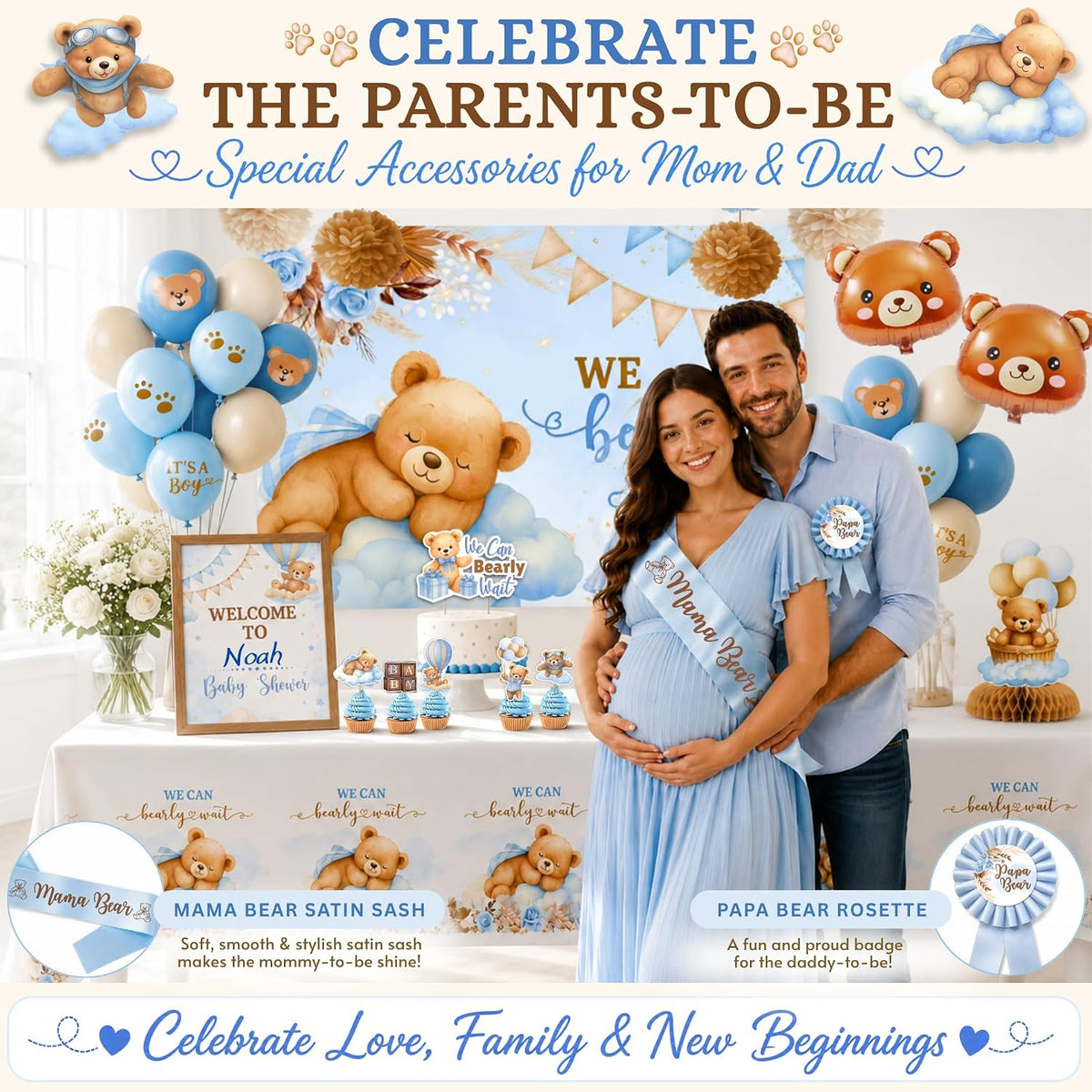 We Can Bearly Wait Baby Shower Decorations Kit for Boy