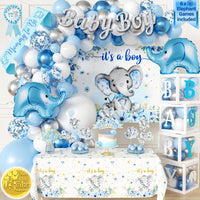 187 pc Premium Elephant Baby Shower Decorations for Boy