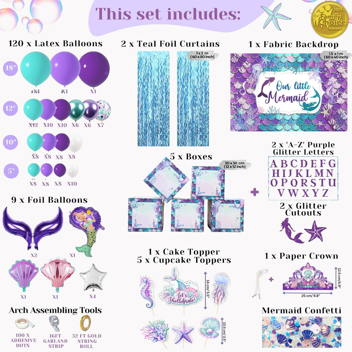 Little Mermaid Birthday Decorations Kit