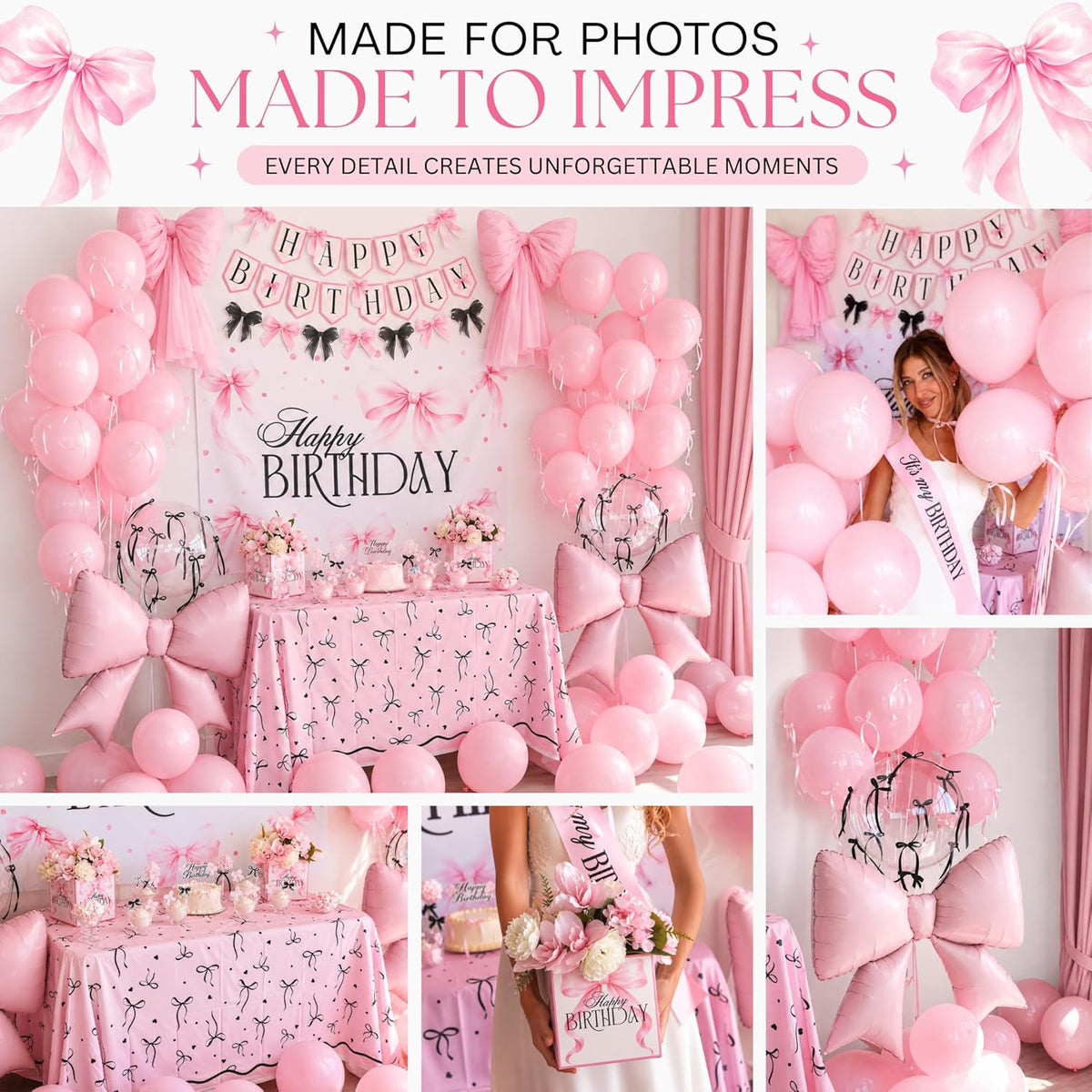 Pink Bow Birthday Decorations
