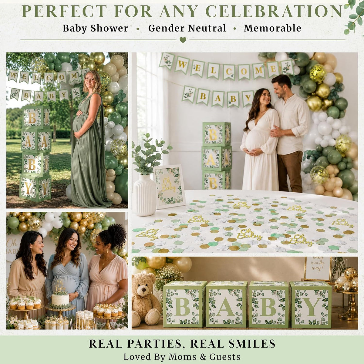 Sage Green Baby Shower Decorations, Gender Neutral