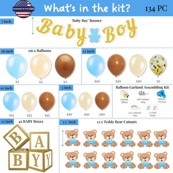 Baby Shower Balloon Garland &  BABY Boxes | Teddy Bear Theme.