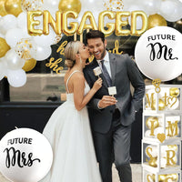 248 Pc Engagement Party Decorations , Gold and White Bridal Decorations.