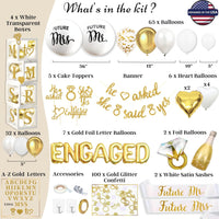 248 Pc Engagement Party Decorations , Gold and White Bridal Decorations.