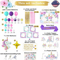 Unicorn Birthday Decorations for Girls Kit.