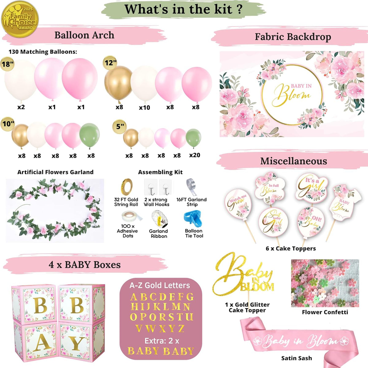 338 PC Baby in Bloom Baby Shower Decorations for Girl.