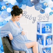 176 pc Baby Shower Decorations for Boy | Blue Elephant Theme.