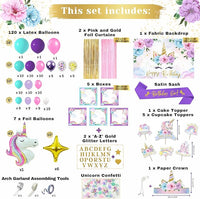 Unicorn Birthday Decorations for Girls Kit.