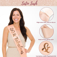 50th Birthday Decorations for Women 40 pc - Party Supplies - Black and Rose Gold Theme