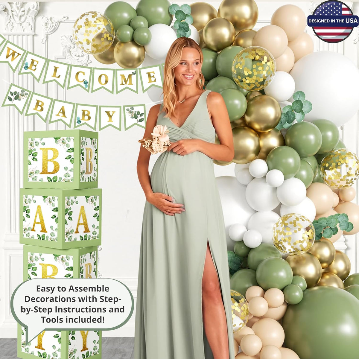 Sage Green Baby Shower Decorations, Gender Neutral Sage Green Baby Shower Decorations, Gender Neutral