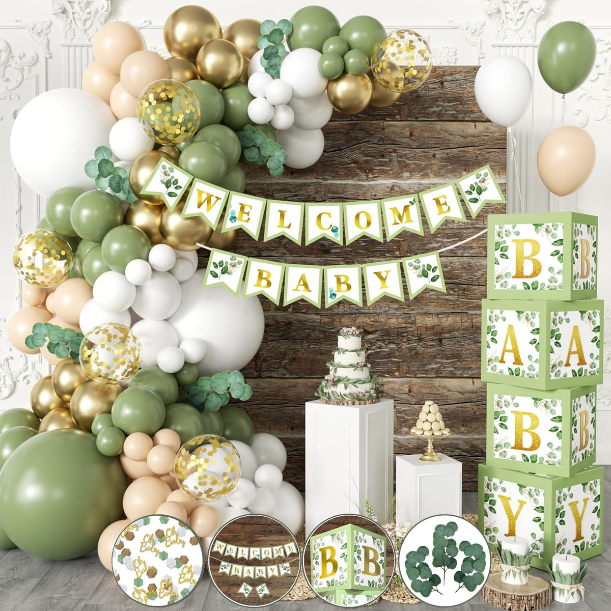 Sage Green Baby Shower Decorations, Gender Neutral – Rain Meadow