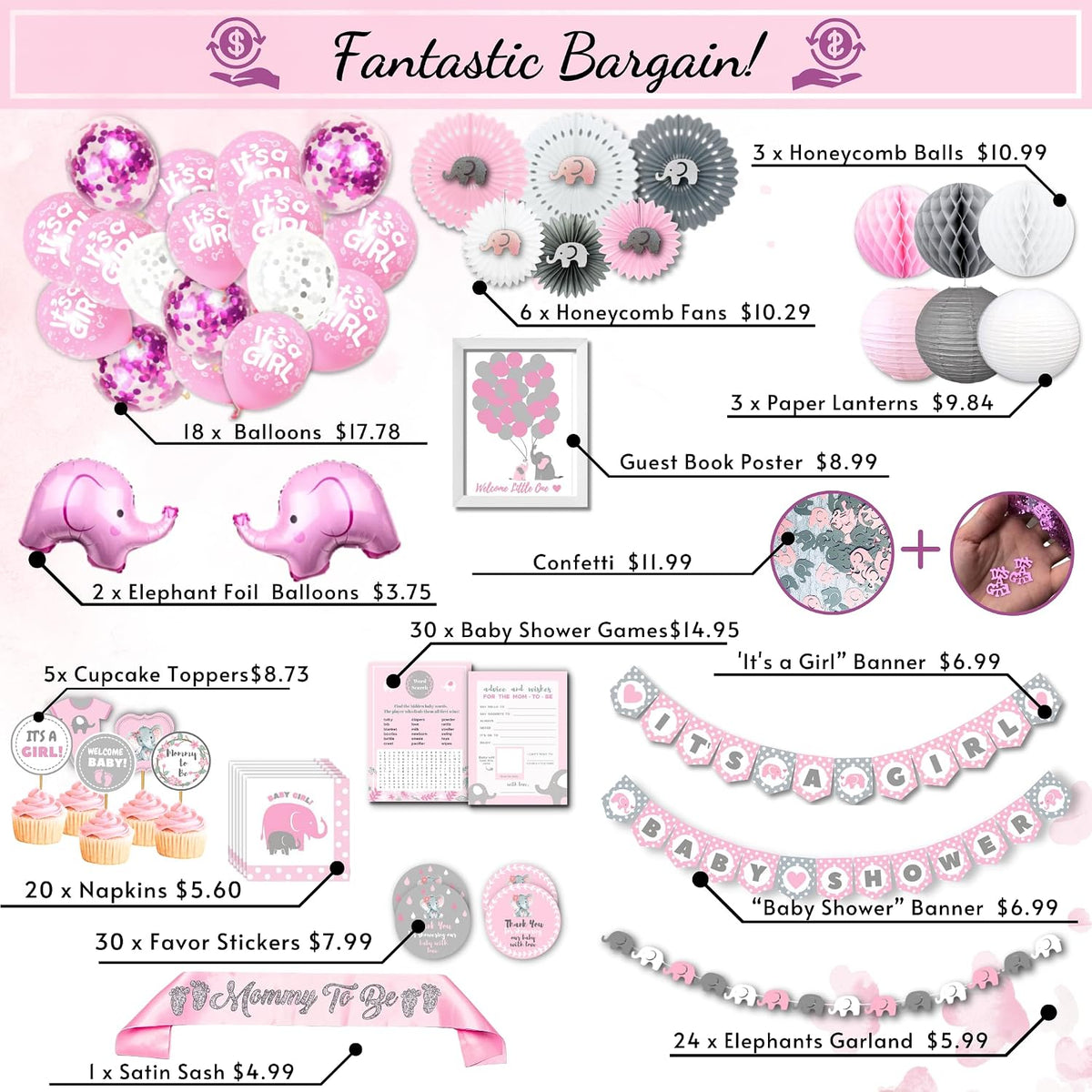 Girl Baby Shower Decorations | Elephant Theme