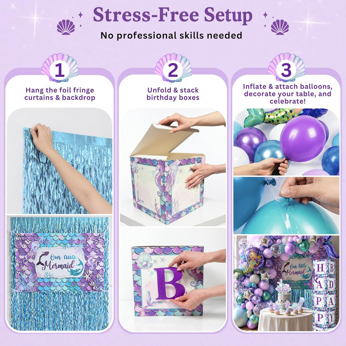 Little Mermaid Birthday Decorations Kit