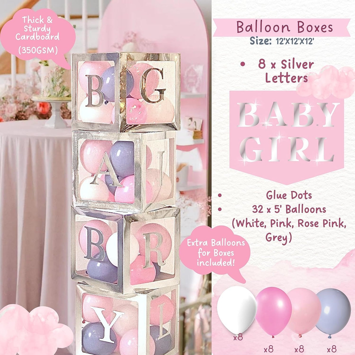 165 pc Baby Shower Decorations for Girl