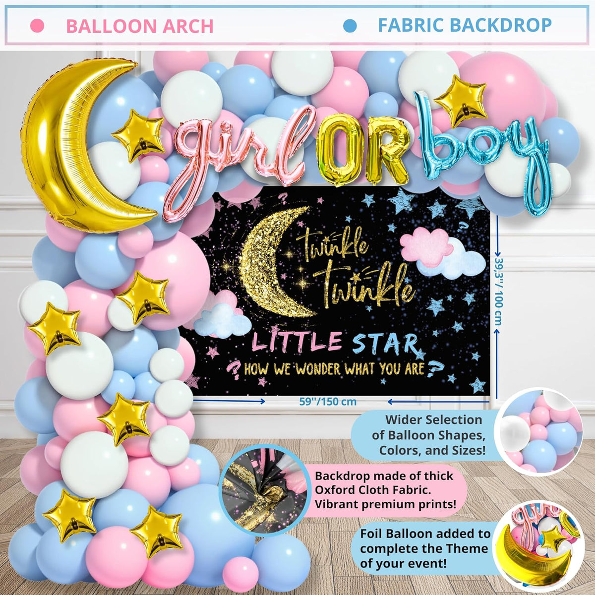 191 PC Premium Twinkle Twinkle Little Star Gender Reveal Decorations