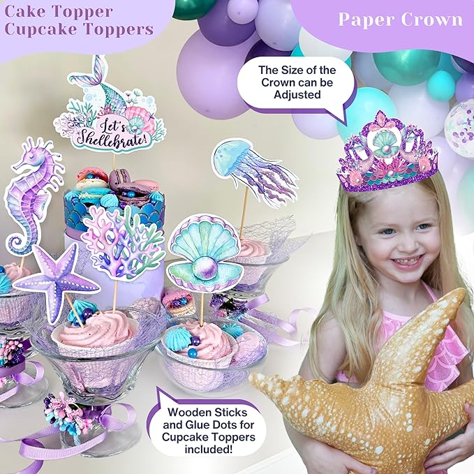 little-mermaid-birthday-decorations-kit-rain-meadow for Free Printable Ariel Cupcake Toppers Little Mermaid Birthday Decorations Kit – Rain Meadow for Free Printable Ariel Cupcake Toppers
