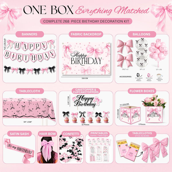 Pink Bow Birthday Decorations