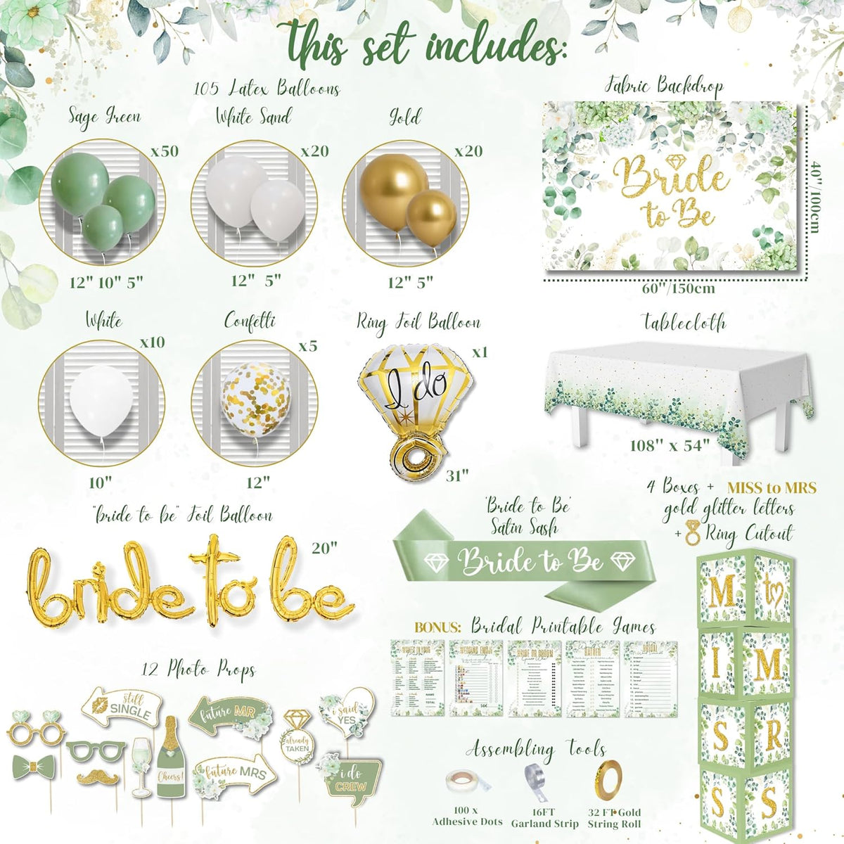 Bridal Shower Decorations Olive Sage Green