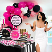 Hot Pink Party Decorations Disposable Tableware Set Serves 24