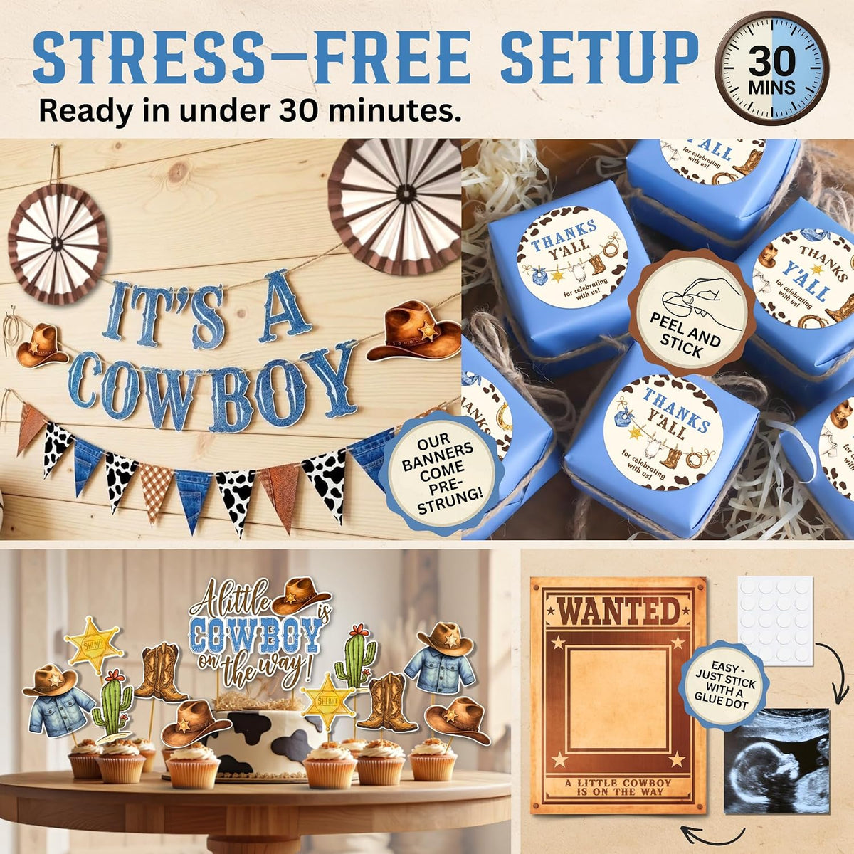 Cowboy Baby Shower Decorations for Boy