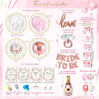 Rose Gold Bridal Shower Decorations 2 in 1 Set - Balloon Garland Arch and Boxes.