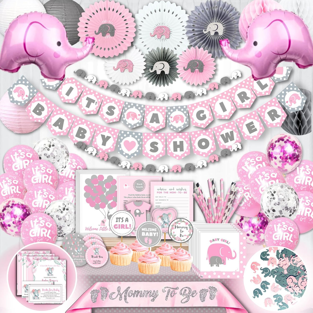 Girl Baby Shower Decorations | Elephant Theme.