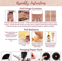 50th Birthday Decorations for Women 40 pc - Party Supplies - Black and Rose Gold Theme