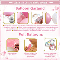 Rose Gold Bridal Shower Decorations 2 in 1 Set - Balloon Garland Arch and Boxes.
