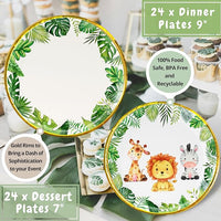 Jungle Safari Baby Shower Party Supplies | Disposable Tableware | Serves 24.