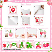Berry First Birthday Decorations Set - Strawberry 1st Birthday Decorations Girl with Banner, Balloons, High Chair Tutu, Cake Toppers, Milestone Garland & More for Baby Girls