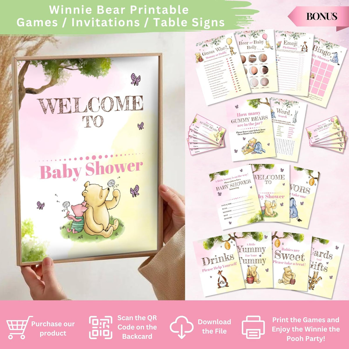 Pink Winnie Baby Shower Decorations