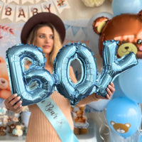 RainMeadow 95 Pc We Can Bearly Wait Baby Shower Decorations Kit for Boy - Backdrop Banner Balloons Pom Poms Cake Toppers Blue - Teddy Bear Baby Shower Decorations